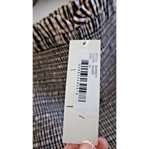Petersyn Women's Sz M Sandbar Brown Check Barrett Smocked Ruffle Mini Skirt $245 - Picture 6 of 7